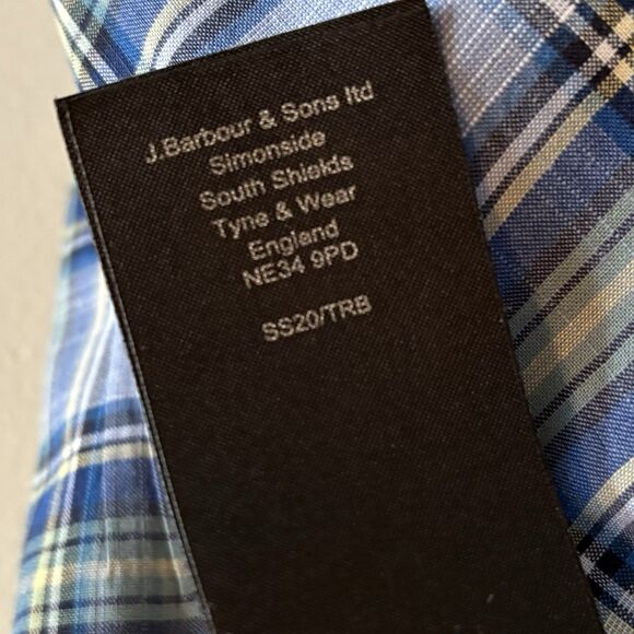 Barbour Highland Check 26 Long Blue Yellow Plaid Tailored Fit Long Sleeve Men XL - Picture 11 of 11